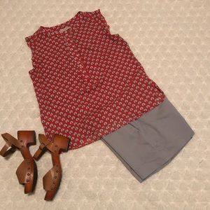 Red floral print top